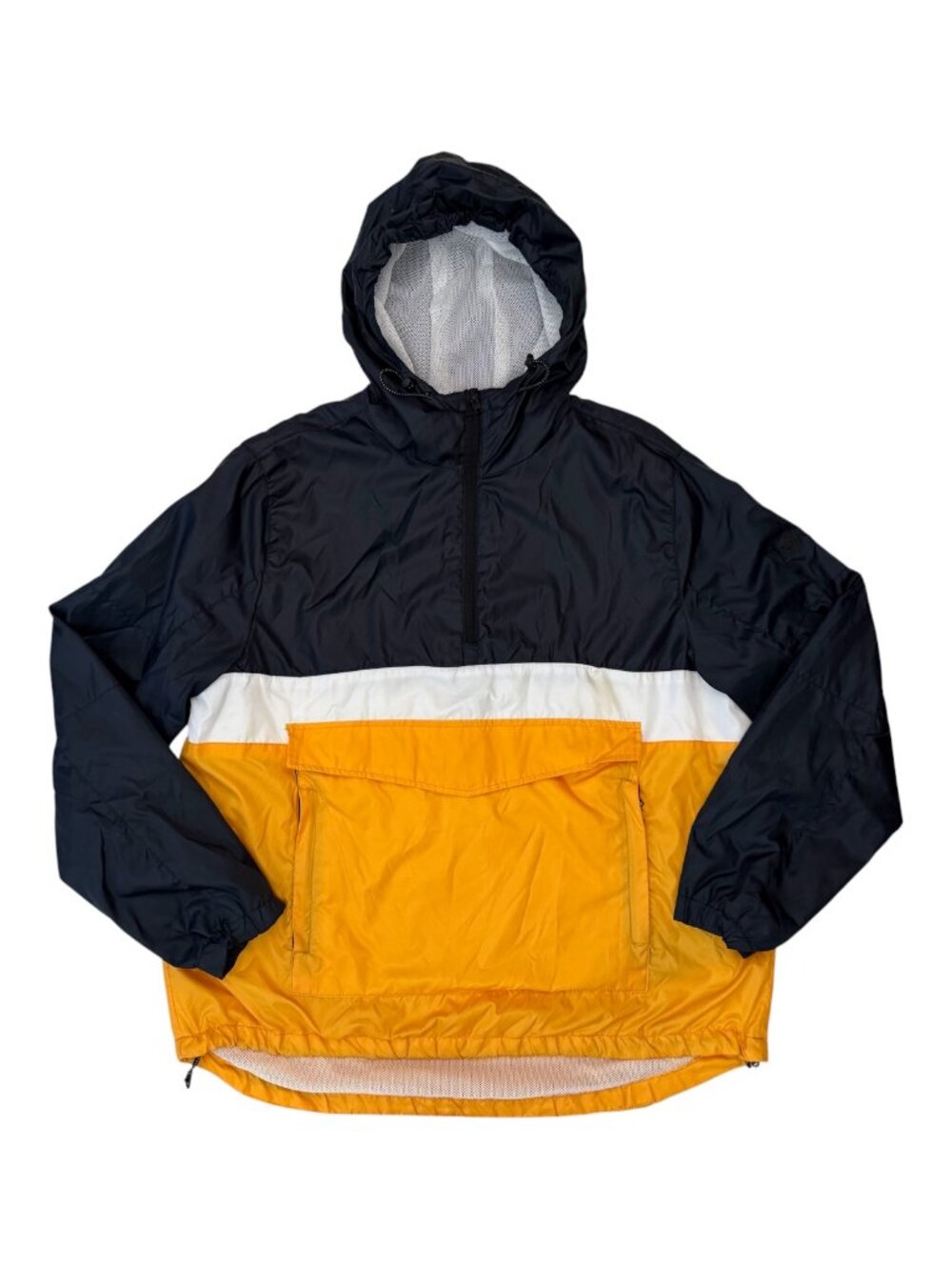 Southpole Men's Colorblock Hooded Windbreaker Pullover Navy Yellow White XL